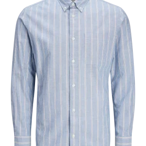 CAMISA SLIM MANGA LARGA OXFORD - Chambray Blue Stripes:SLIM FIT