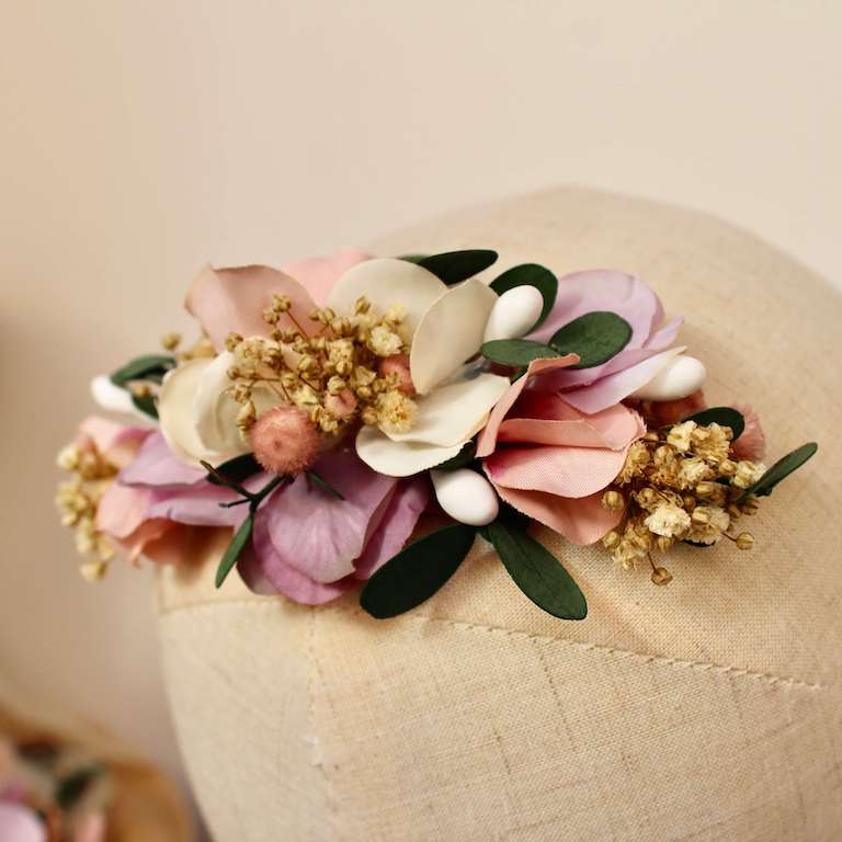 Peineta de flores rosa - Imagen 4