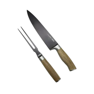 Set Cuchillo y Tenedor Wayu con Mango de Madera