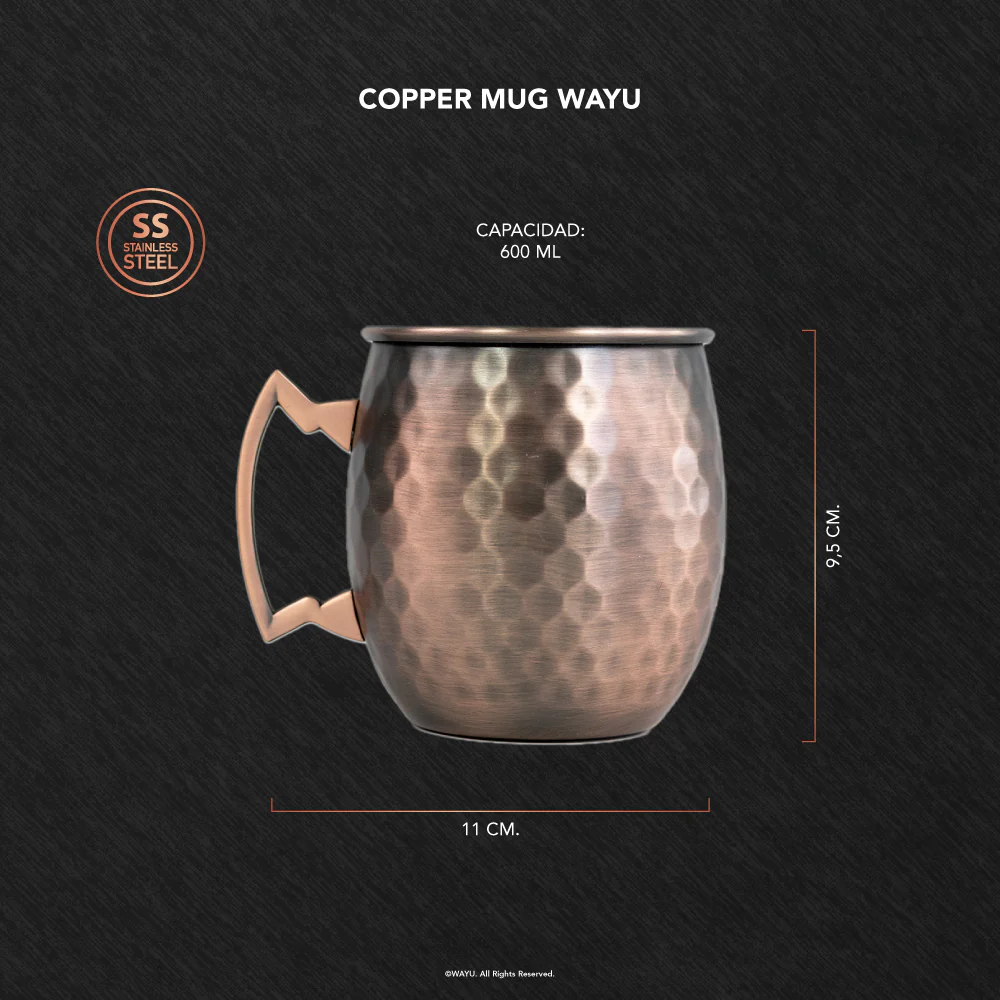Copper Mug Set Wayu para Cócteles y Bebidas Frías - Imagen 4