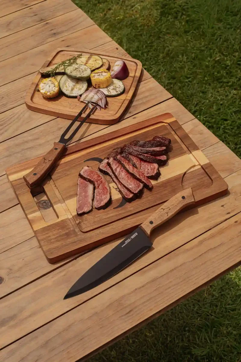 Set Tabla Cuchillo Tenedor Wayu para Parrilla - Imagen 3