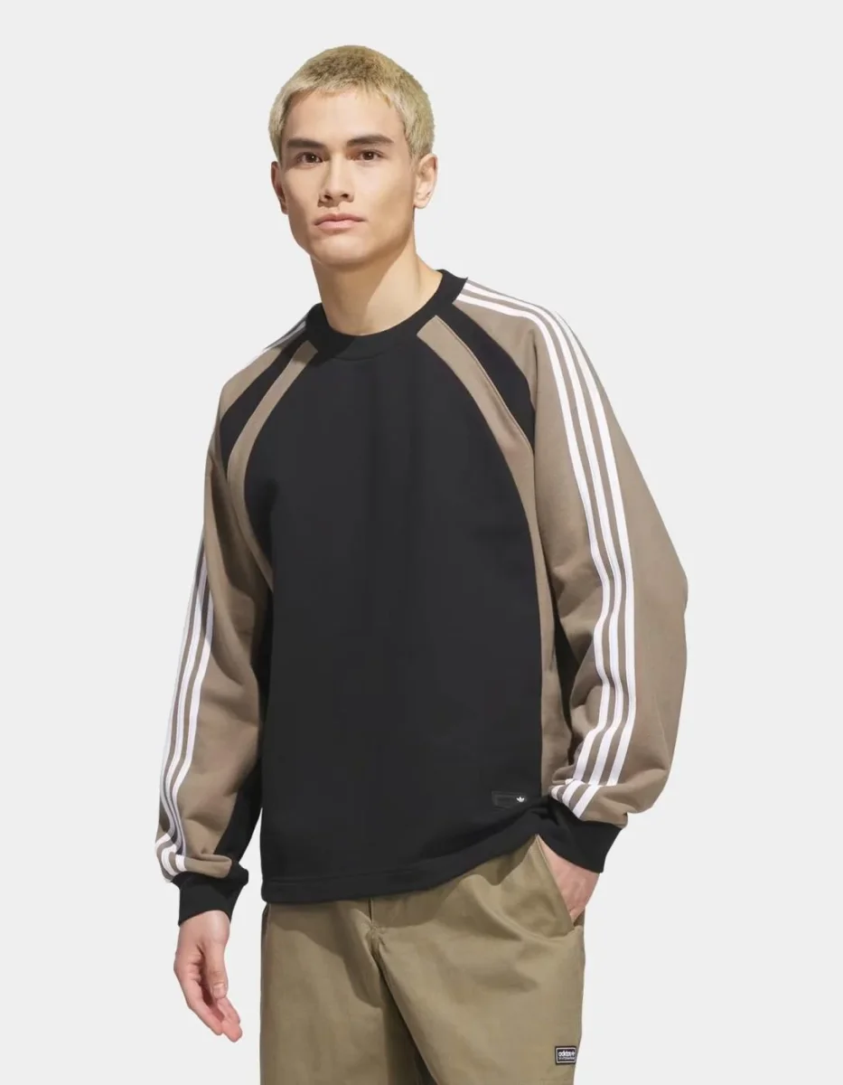Sudadera ADIDAS Crew FS - Black/Khaki Six - Imagen 2