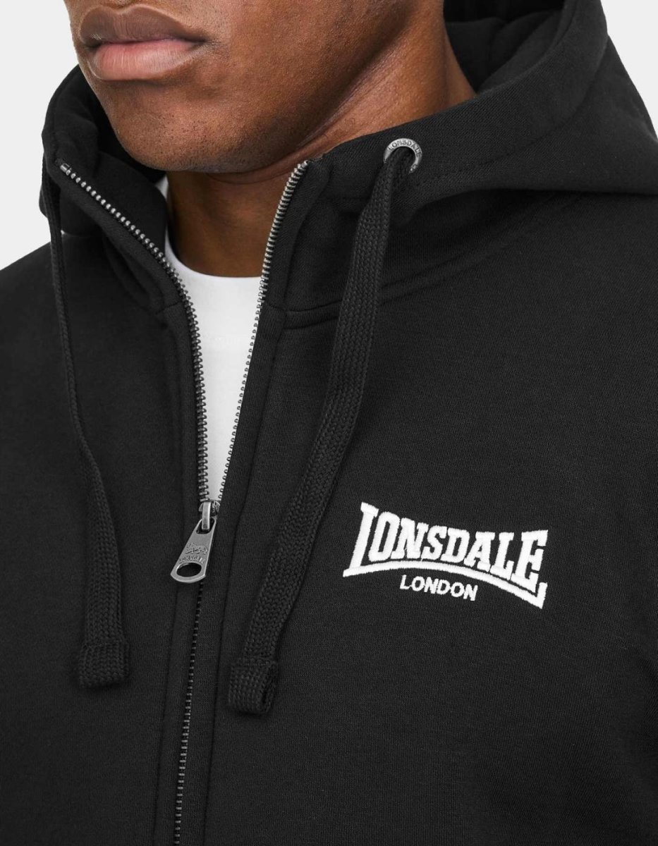 Sudadera Cap. Abierta LONSDALE BURRARD - Black/White - Imagen 4