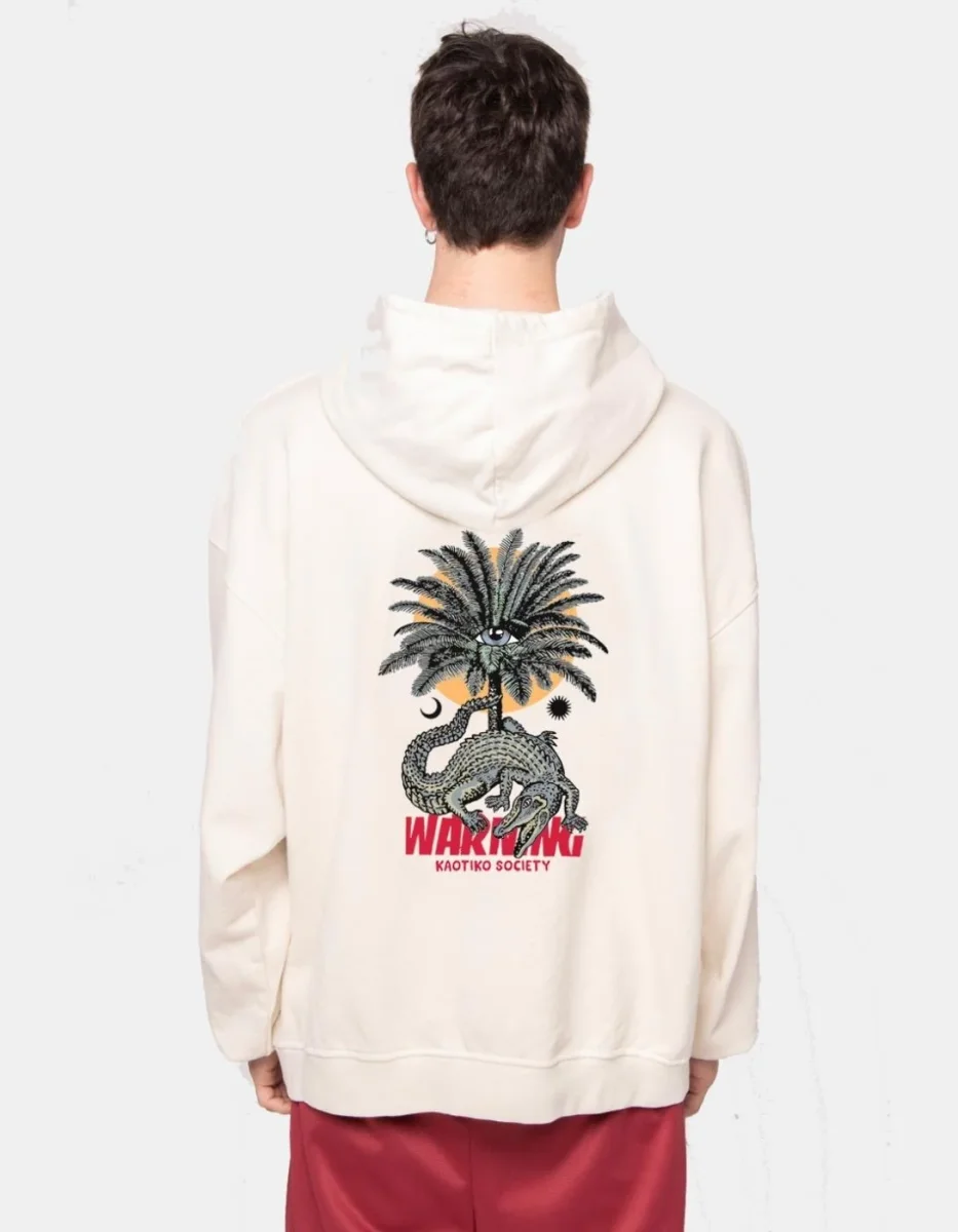 Sudadera Capucha KAOTIKO WASHED WARNING - Bone - Imagen 3