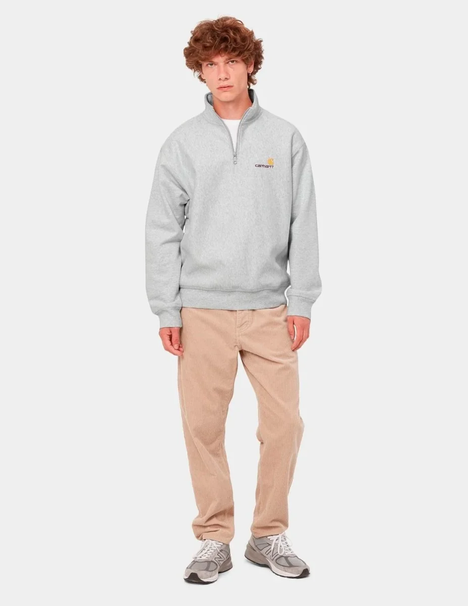 Sudadera Carhartt CARHARTT WIP HALF ZIP AMERICAN SCRIPT - Ash Heather - Imagen 6
