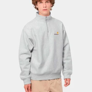 Sudadera Carhartt CARHARTT WIP HALF ZIP AMERICAN SCRIPT - Ash Heather