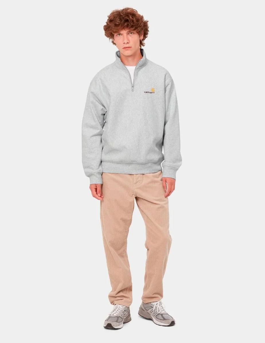 Sudadera Carhartt CARHARTT WIP HALF ZIP AMERICAN SCRIPT - Ash Heather - Imagen 4