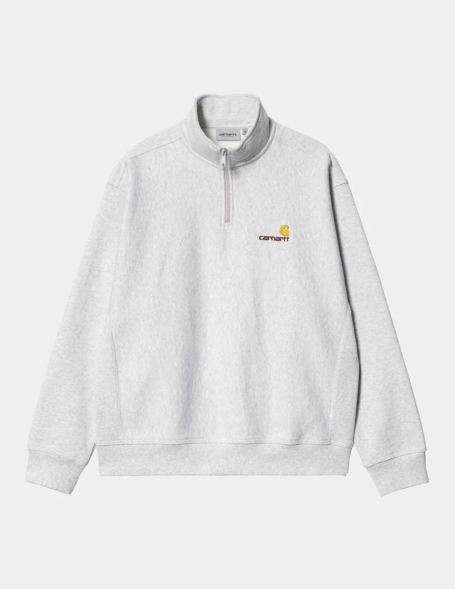 Sudadera Carhartt CARHARTT WIP HALF ZIP AMERICAN SCRIPT - Ash Heather - Imagen 7