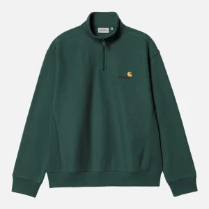 Sudadera CARHARTT WIP HALF ZIP AMERICAN SCRIPT - Kale Green