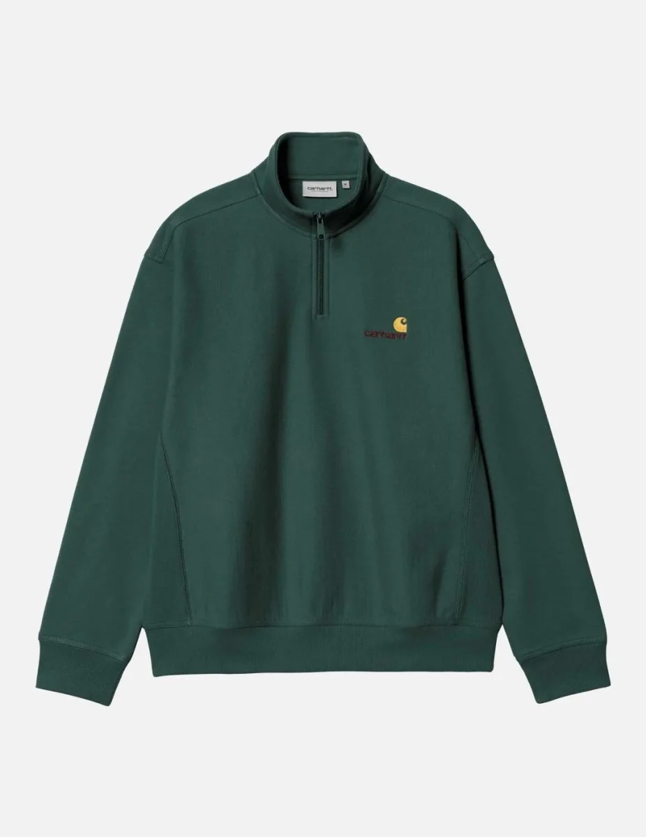 Sudadera CARHARTT WIP HALF ZIP AMERICAN SCRIPT - Kale Green - Imagen 2