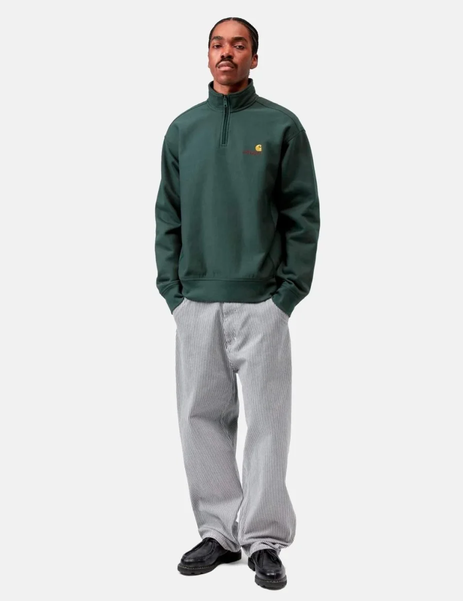 Sudadera CARHARTT WIP HALF ZIP AMERICAN SCRIPT - Kale Green - Imagen 6