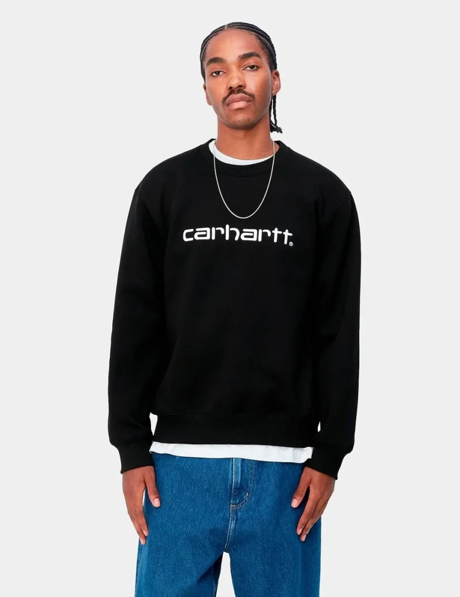 Sudadera Crew CARHARTT SWEAT - Black / White - Imagen 2