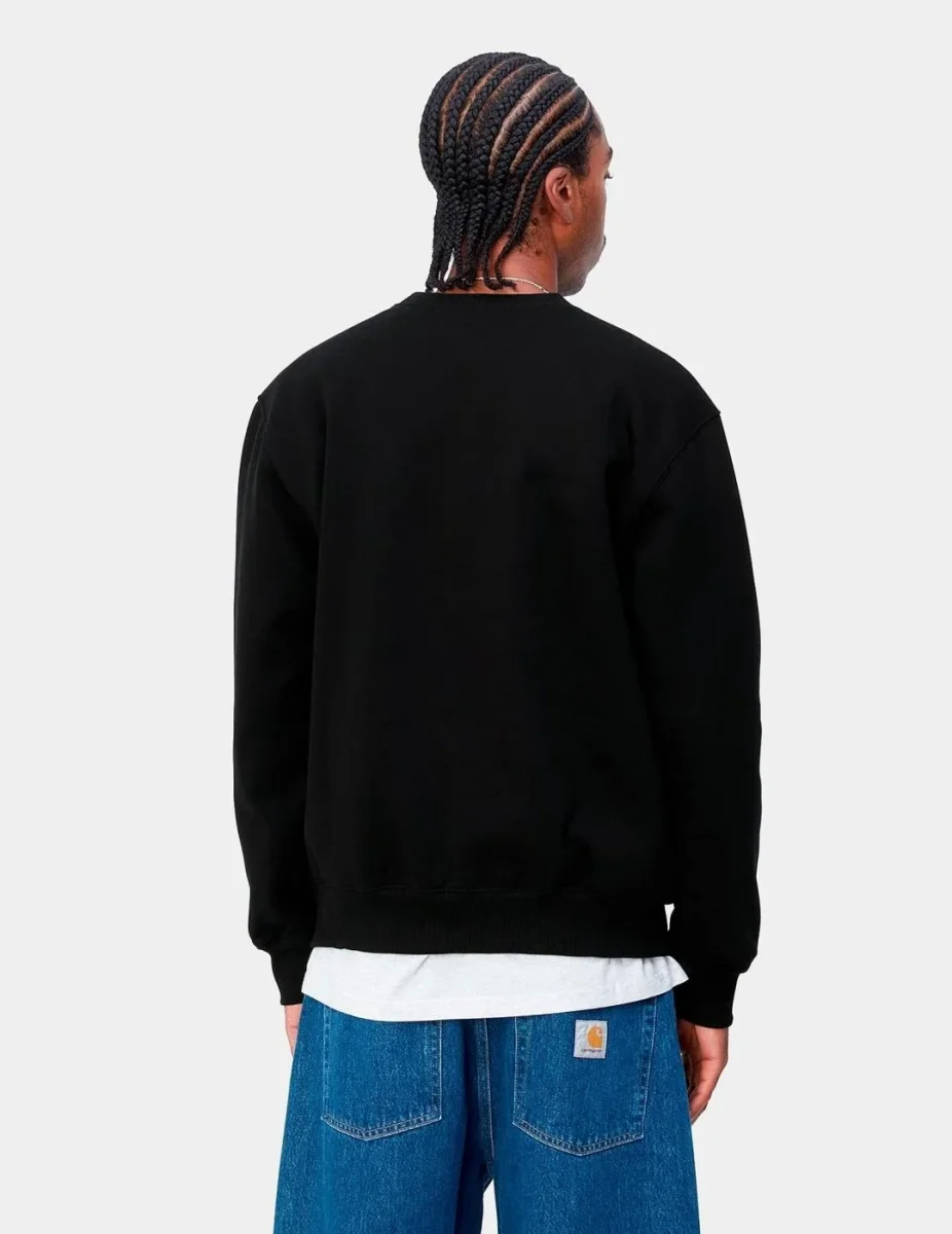 Sudadera Crew CARHARTT SWEAT - Black / White - Imagen 3