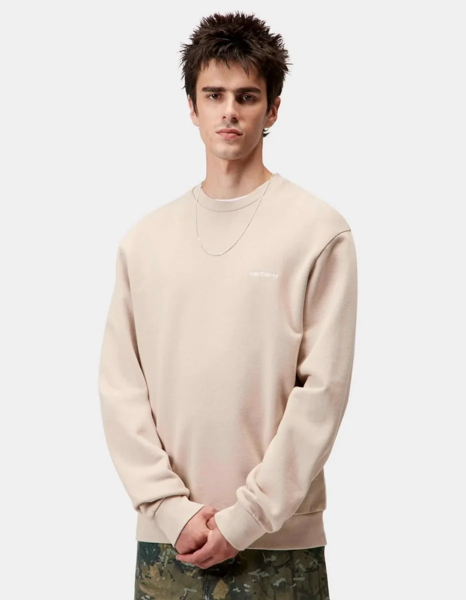 Sudadera Crew CARHARTT WIP SCRIPT EMBROIDERY - Fleur de Sel - Imagen 2