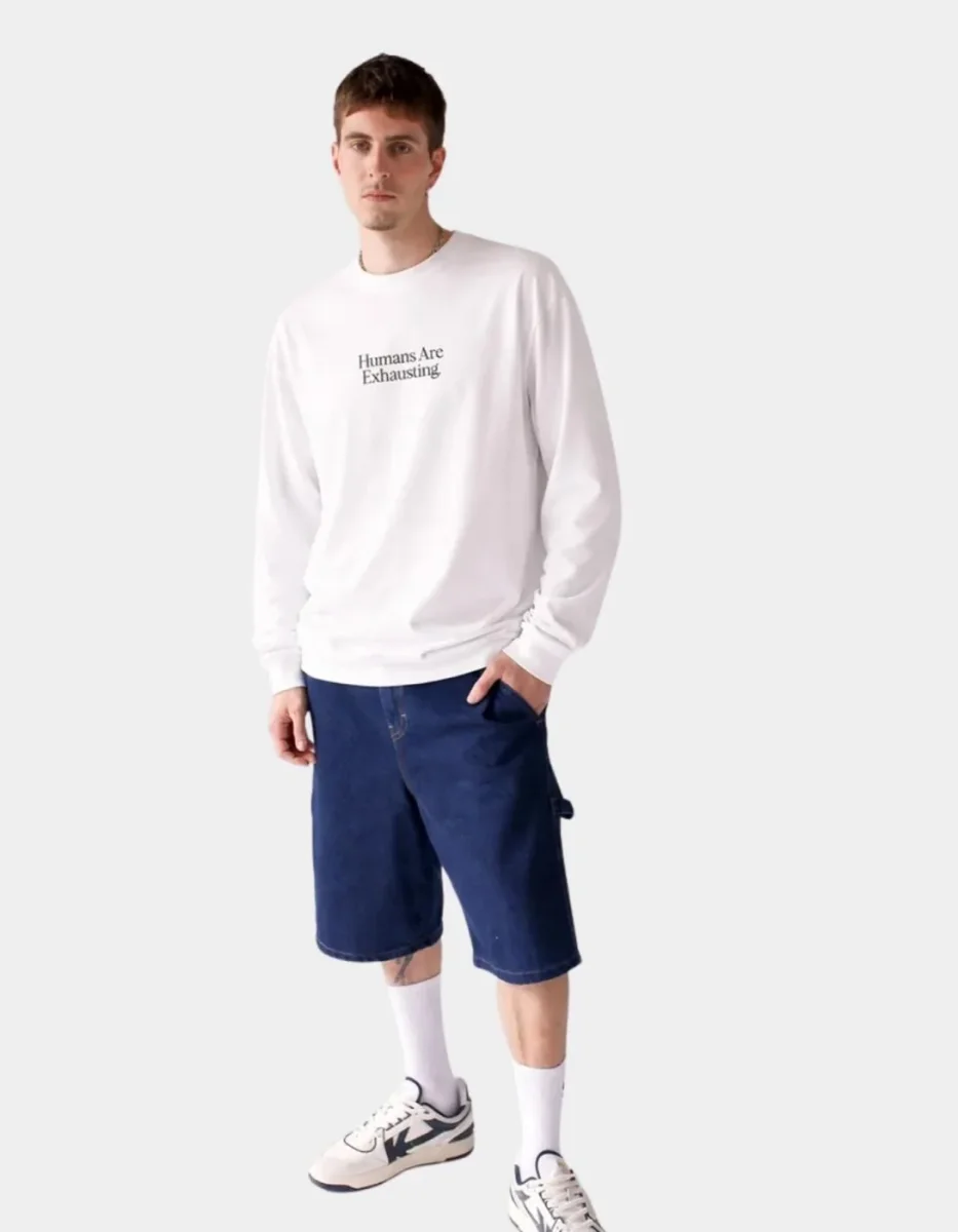 Sudadera Crew HUMANS ARE EXHAUSTING - White - Imagen 5