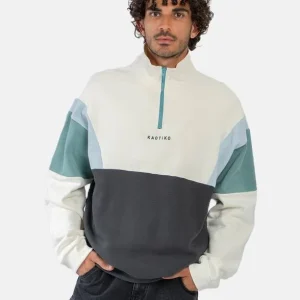 Sudadera Crew KAOTIKO ARTHUR - Ivory/Black/Niagara