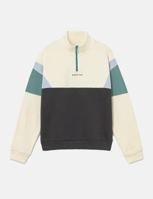 Sudadera Crew KAOTIKO ARTHUR - Ivory/Black/Niagara - Imagen 6