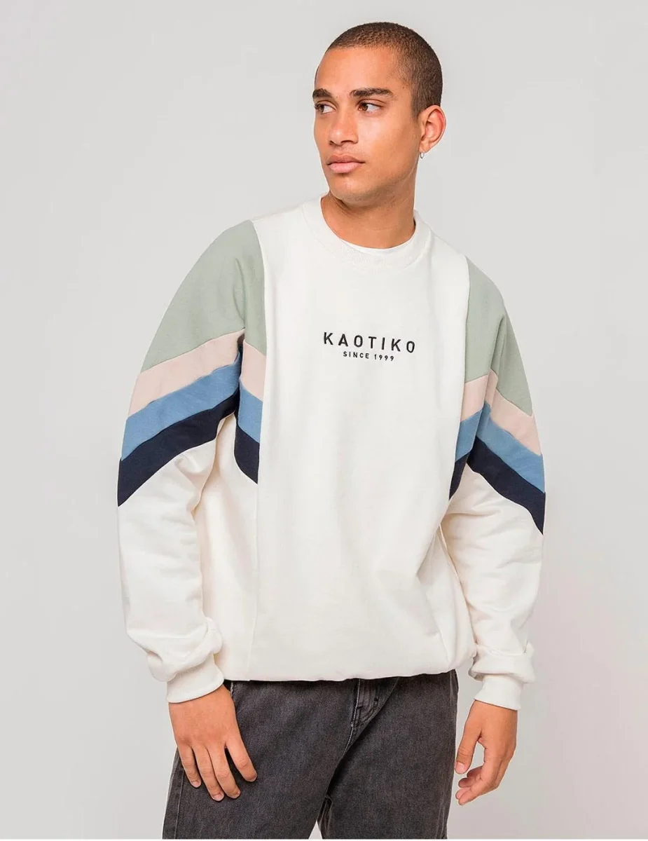 Sudadera Crew KAOTIKO SEATTLE - Marfil/Fresh Green/Azul - Imagen 3
