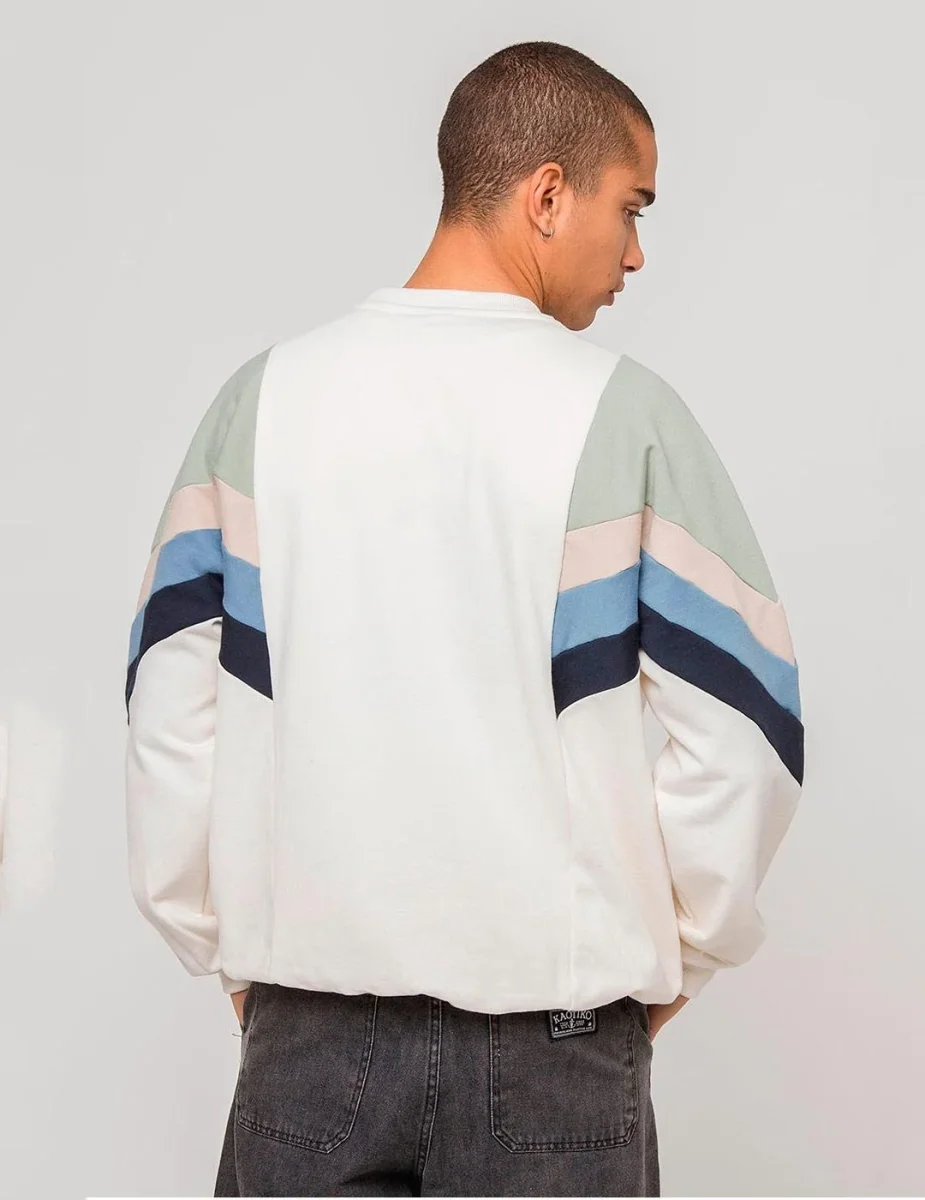 Sudadera Crew KAOTIKO SEATTLE - Marfil/Fresh Green/Azul - Imagen 5