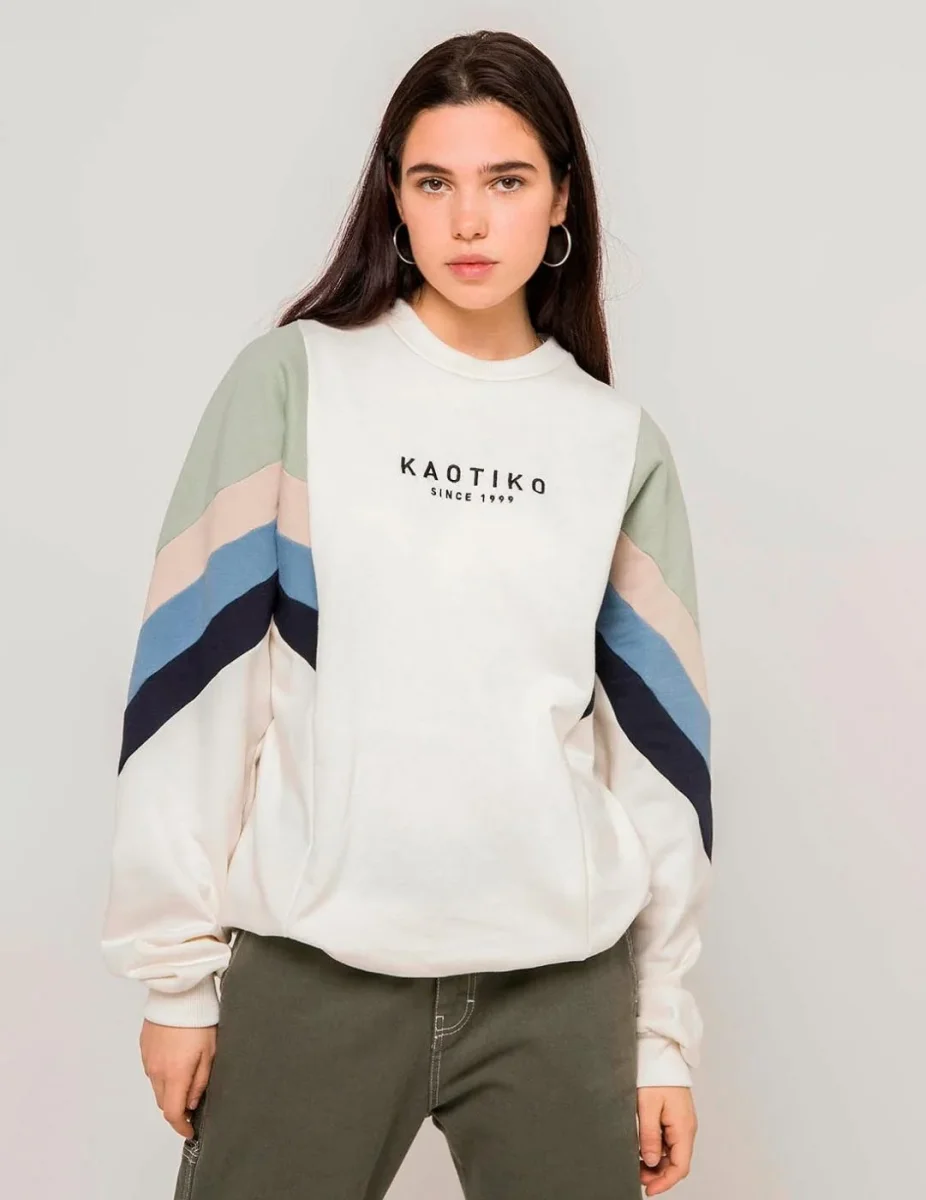 Sudadera Crew KAOTIKO SEATTLE - Marfil/Fresh Green/Azul - Imagen 6