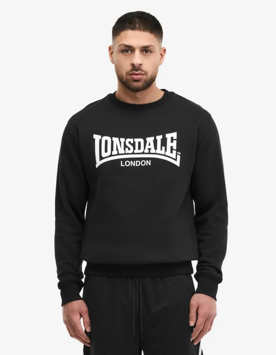 Sudadera Crew LONSDALE WELHAM - Black/White - Imagen 2