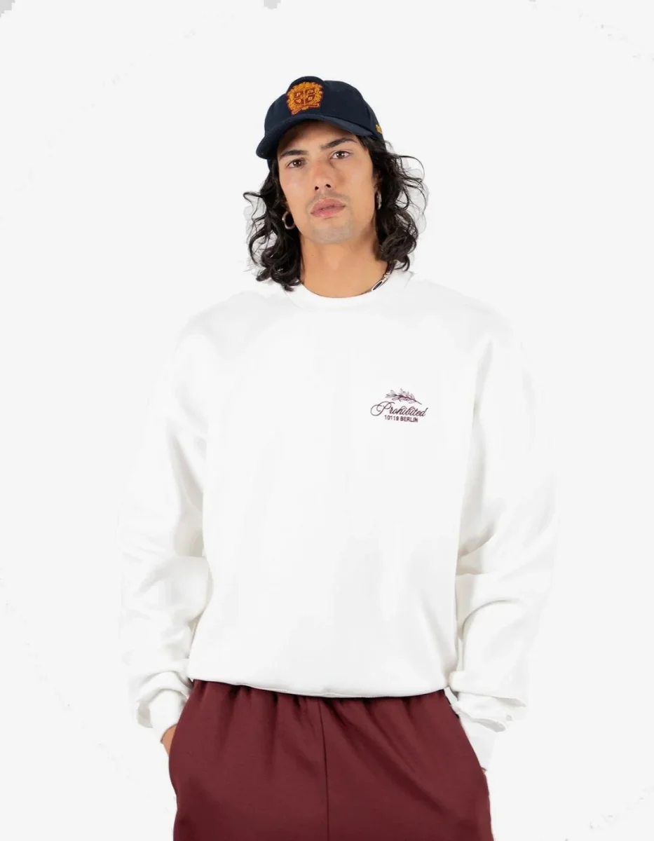 Sudadera Crew PROHIBITED LEAF - Off White - Imagen 2