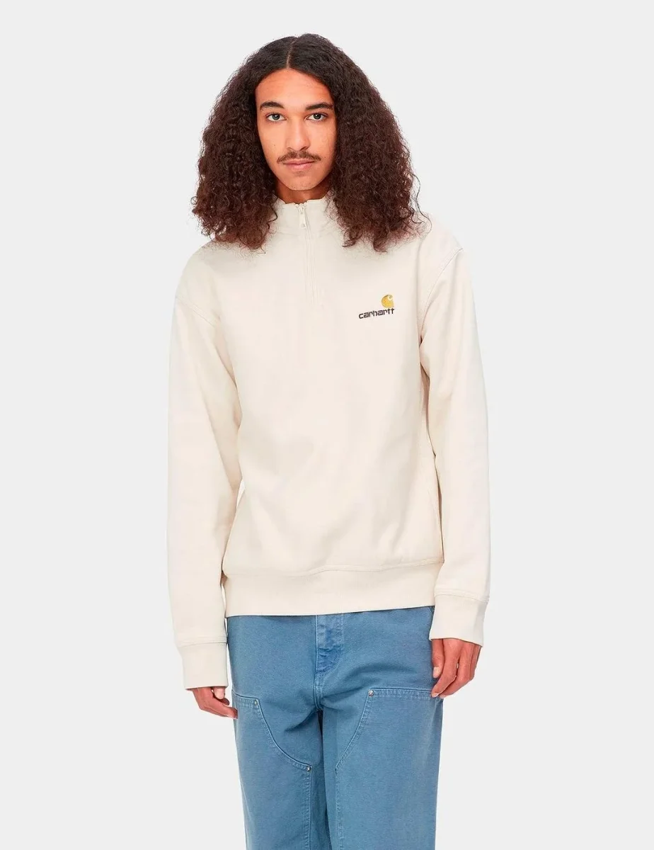 Sudadera CARHARTT WIP HALF ZIP AMERICAN SCRIPT - Natural