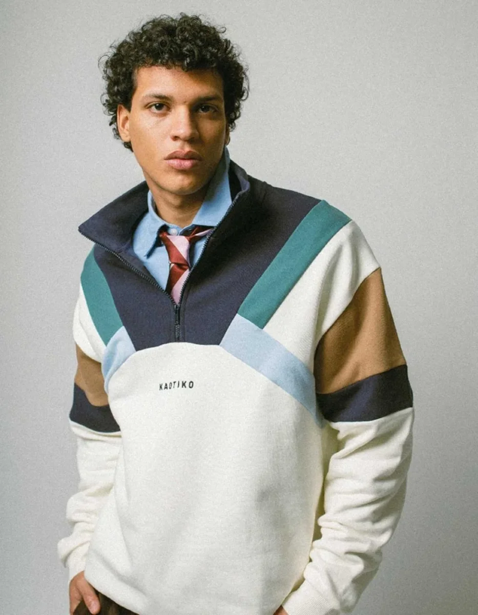 Sudadera KAOITKO Crew ALECK - Ivory/Navy - Imagen 2