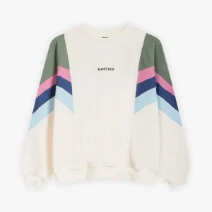 Sudadera KAOTIKO Crew GINGER - Ivory/Old Green/Orchid/Tint