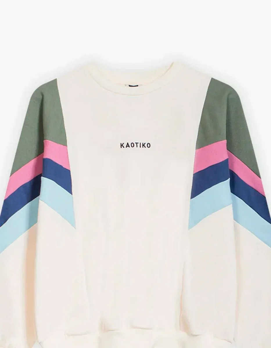 Sudadera KAOTIKO Crew GINGER - Ivory/Old Green/Orchid/Tint - Imagen 3