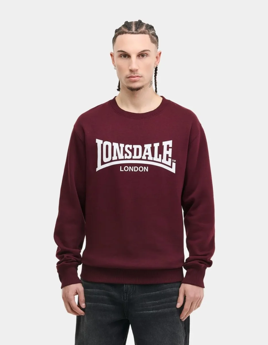 Sudadera Crew LONSDALE WELHAM - Oxblood/Ecru - Imagen 2