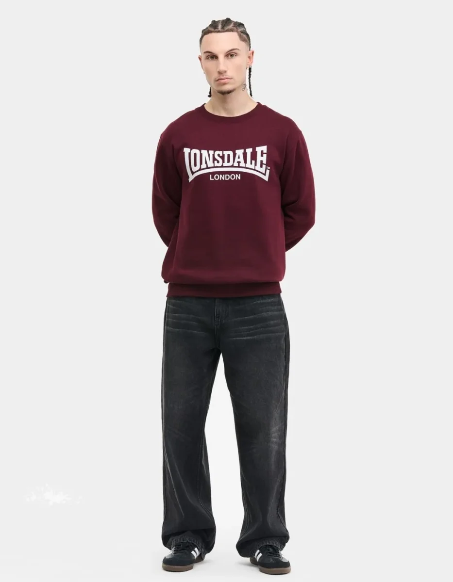 Sudadera Crew LONSDALE WELHAM - Oxblood/Ecru - Imagen 4