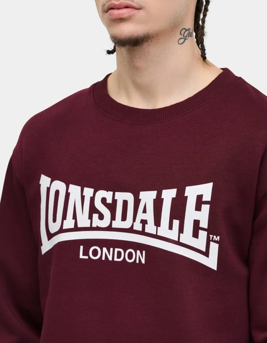 Sudadera Crew LONSDALE WELHAM - Oxblood/Ecru - Imagen 5