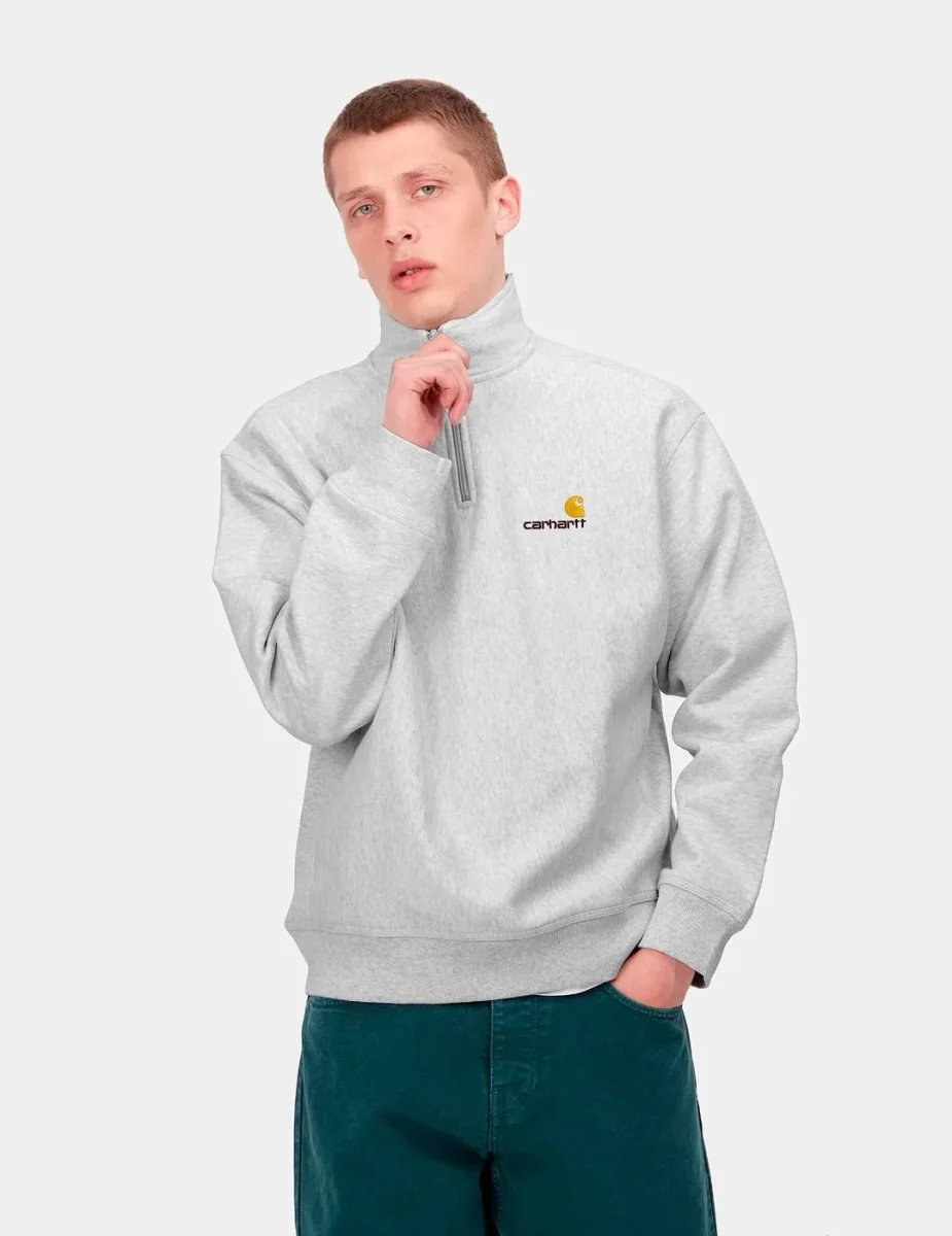 Sudadera ZIP AMERICAN SCRIPT - Ash Heather - Imagen 2