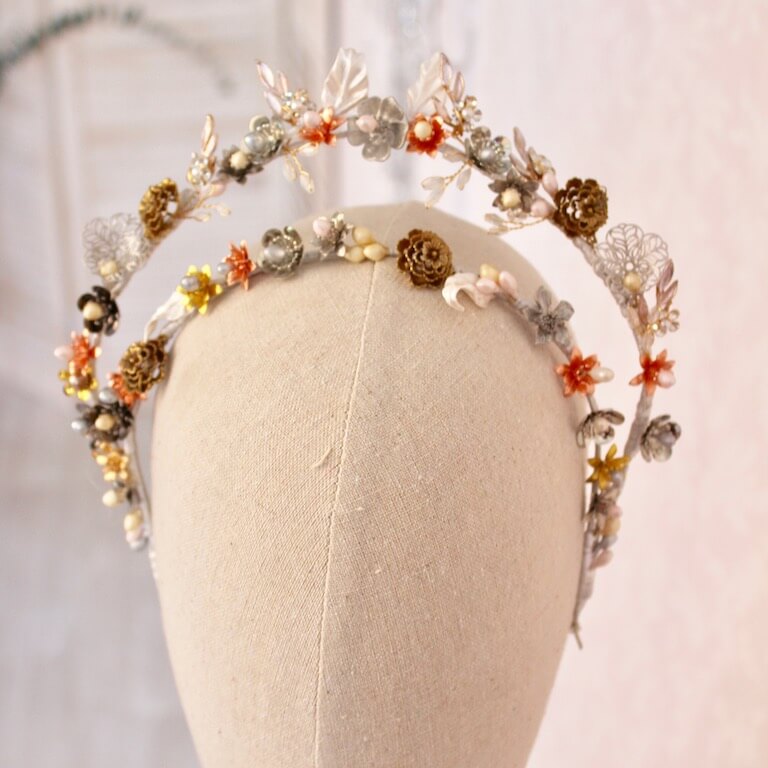 Diadema tiara de novia de flores - Imagen 3