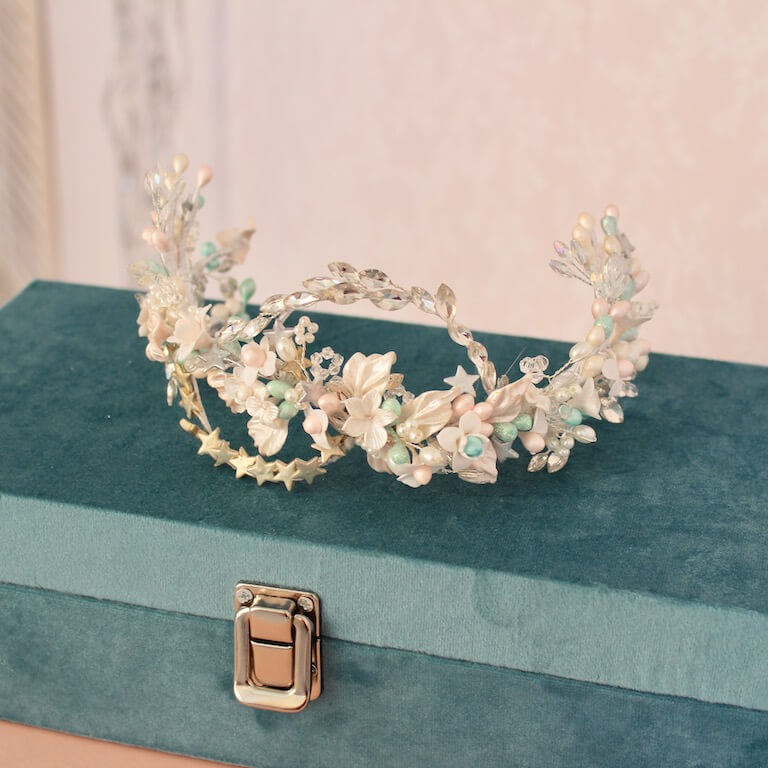 Tocado de novia tiara de princesa - Imagen 2