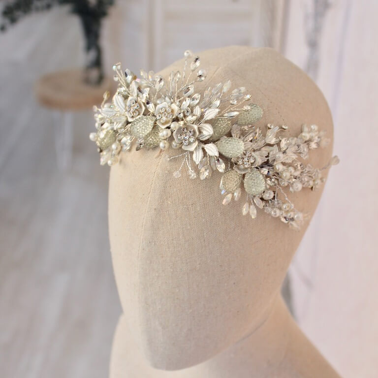 Tocado tiara de novia joya - Imagen 4