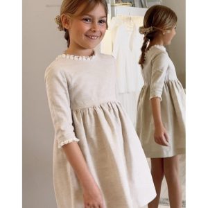 Vestido Inés Corto Lino Tostado